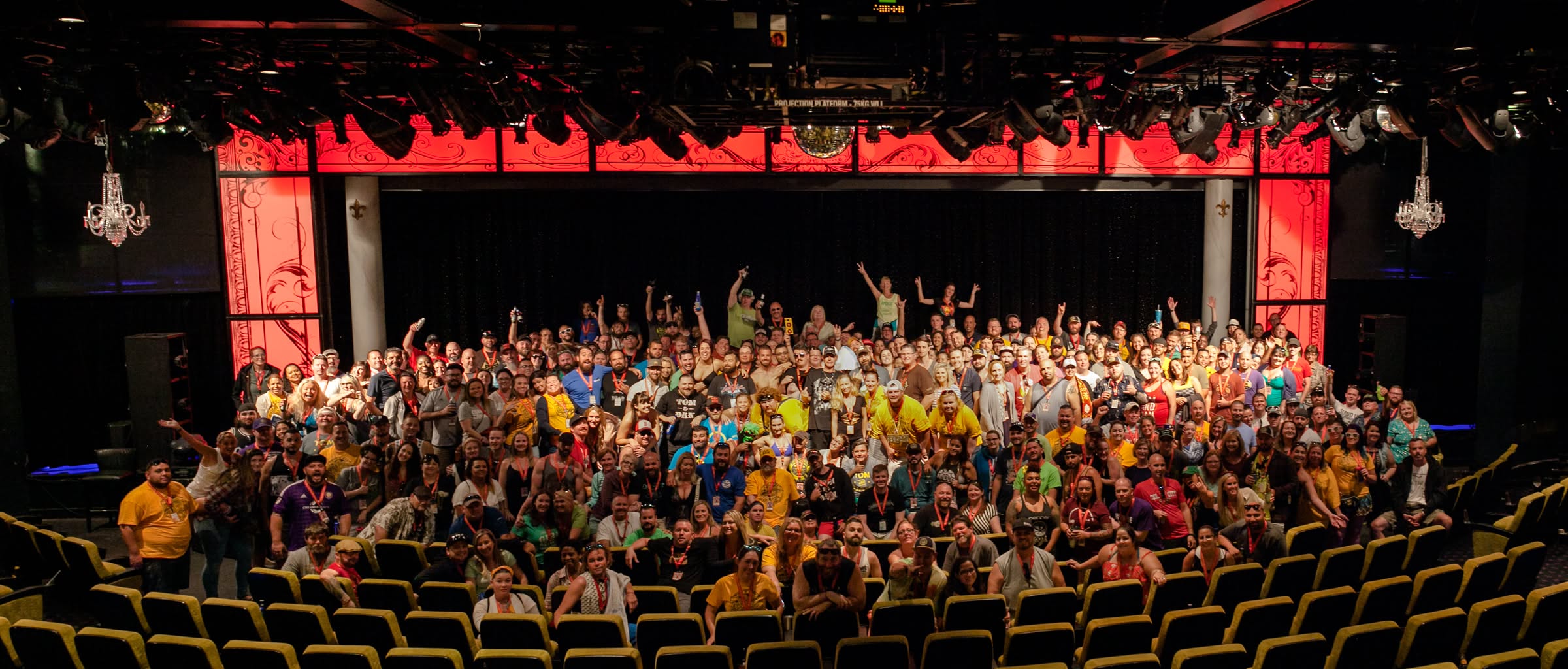 Tom & Dan Cruise group photo in the ship theater